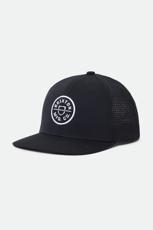 Brixton Crest Netplus Utility Snapback - BLACK sold by Sun Diego Boardshops