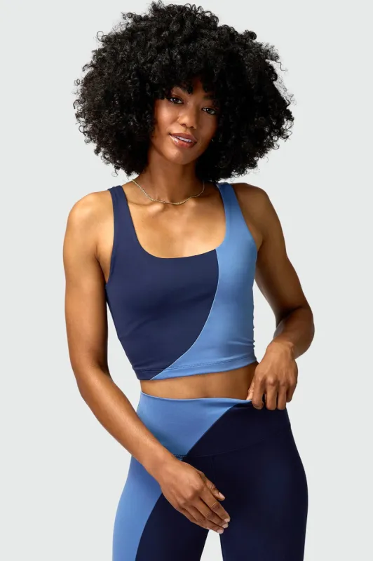 Spiritual Gangster Indie Color Block Crop Tank - Midnight Navy sold by Sun Diego Boardshops