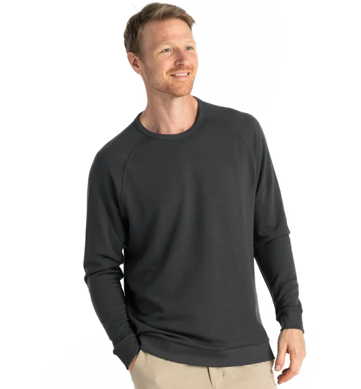 Free Fly Men's Bamboo Lightweight Fleece Crew - BLACK SAND sold by Sun Diego Boardshops