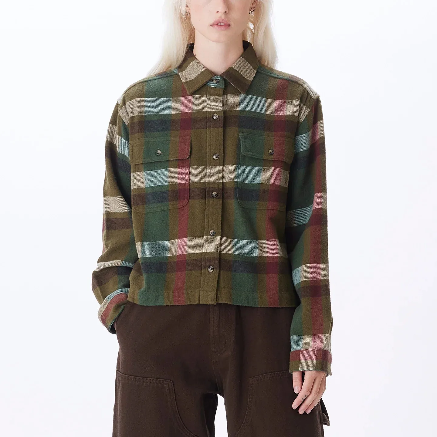 Obey Long Sleeve Viola Shirt - Moss Green Multi sold by Sun Diego Boardshops