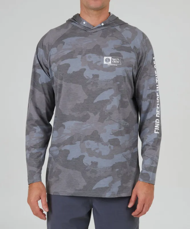 Salty Crew Mariner Black Camo UV Hood - BLACK CAMO made by Sun Diego Boardshops