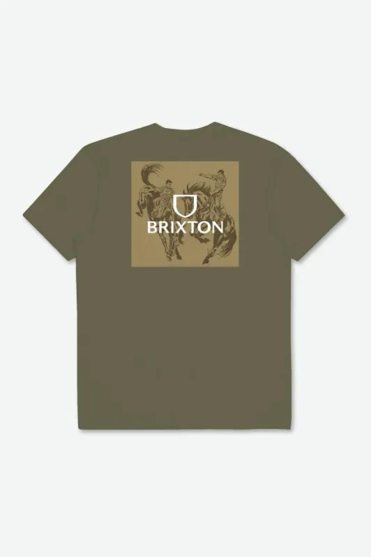 Brixton Alpha Square S/S Standard Tee - Olive Surplus/Antelope/Off White sold by Sun Diego Boardshops