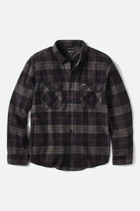 Brixton  BOWERY FLANNEL - Black Charcoal Off White sold by Sun Diego Boardshops