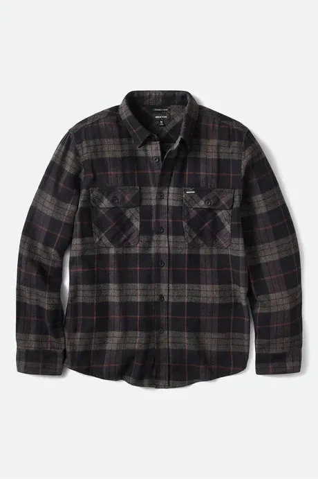 Brixton BOWERY FLANNEL - Black Charcoal Off White sold by Sun Diego Boardshops