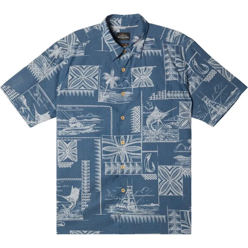 Quiksilver Mens Bill Fish Shirt - MAJOLICA BLUE OUT OF OFFICE sold by Sun Diego Boardshops