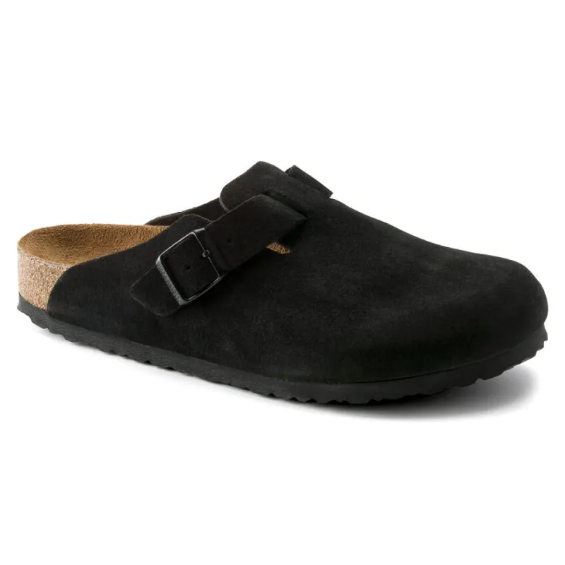 Birkenstock Boston Soft Footbed Suede Leather - Black sold by Sun Diego Boardshops