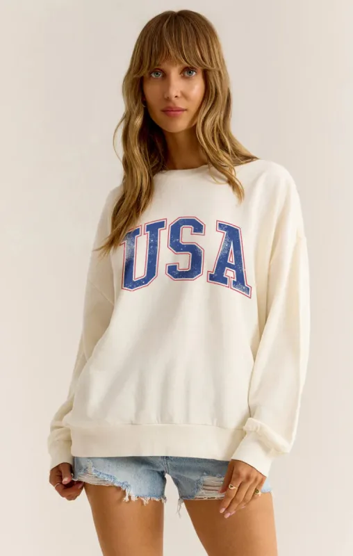 Z-Supply USA SUNDAY SWEATSHIRT - SEA SALT sold by Sun Diego Boardshops