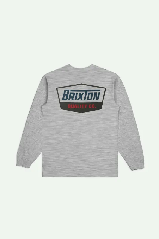 Brixton Regal L/S Standard T-Shirt - HEATHER GREY/NAVY/BROWN sold by Sun Diego Boardshops