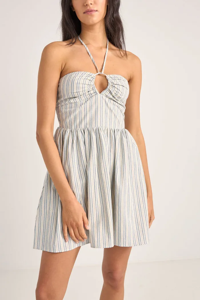 Rhythm Haven Halter Mini Dress - Blue Stripe sold by Sun Diego Boardshops product image thumbnail 2