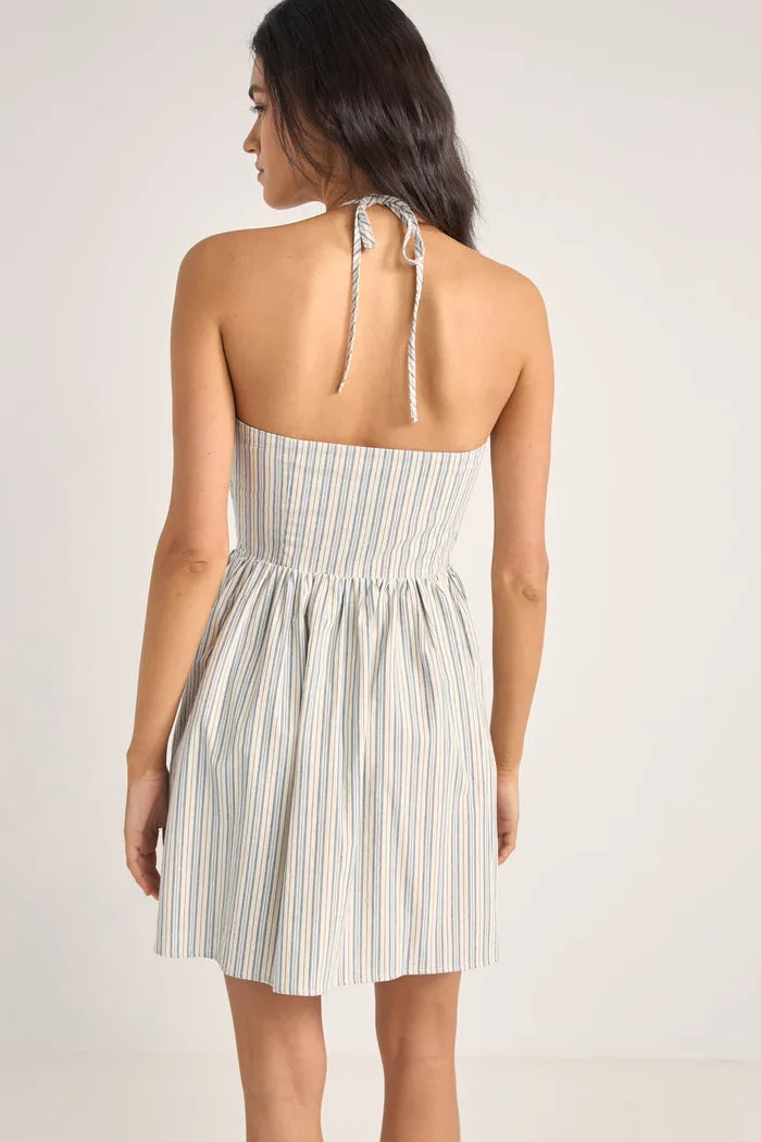 Rhythm Haven Halter Mini Dress - Blue Stripe sold by Sun Diego Boardshops product image thumbnail 3