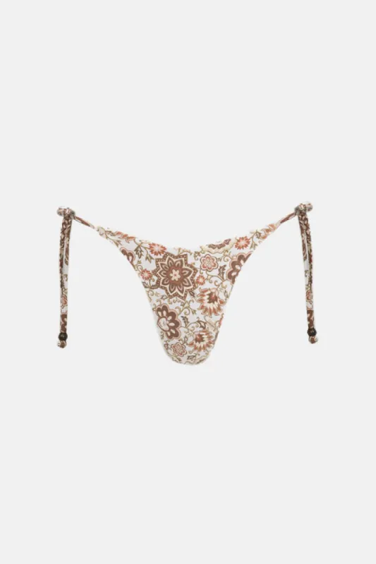 Rhythm Raya Paisley Tie Side Hi Cut Pant - NATURAL sold by Sun Diego Boardshops