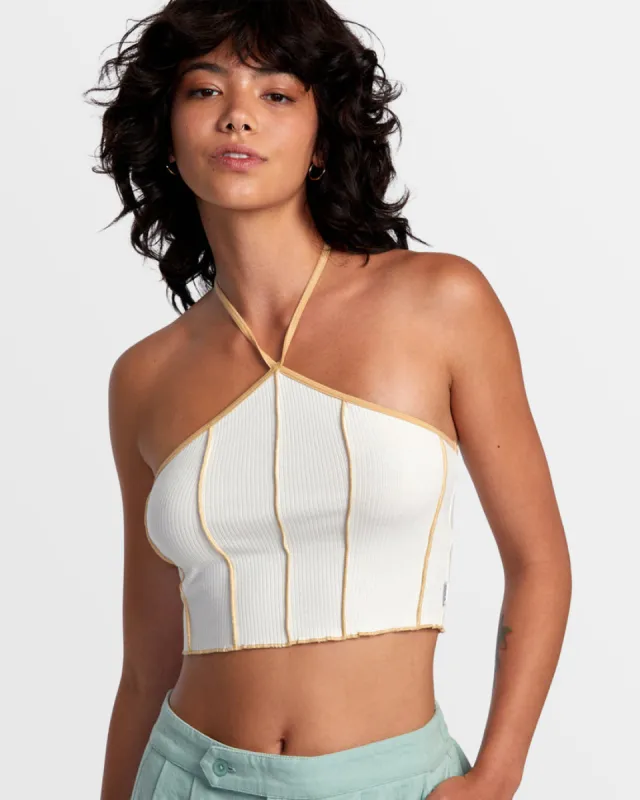 RVCA PIPER HALTER CROP TOP - LATTE sold by Sun Diego Boardshops