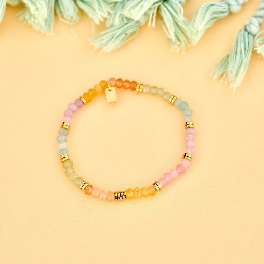 Pura Vida OMBRE RAINBOW BEAD STRETCH BRACELET - GOLD sold by Sun Diego Boardshops