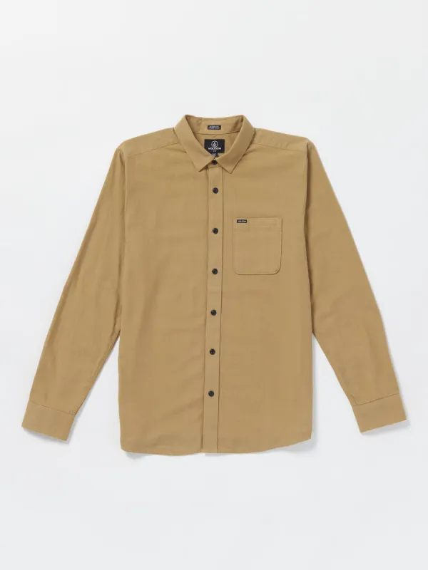 Volcom Caden Solid Long Sleeve Shirt - Dark Khaki made by Volcom