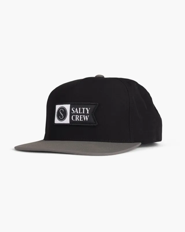 Salty Crew Alpha Tech 5 Panel Hat - BLACK/COFFEE sold by Sun Diego Boardshops