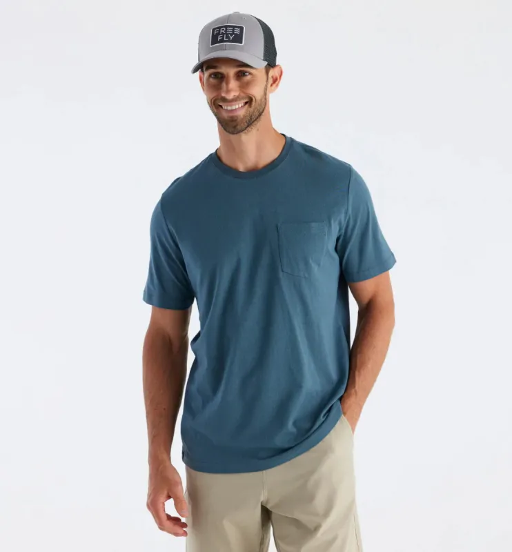 Free Fly Men's Bamboo Heritage Pocket Tee - SLATE BLUE sold by Sun Diego Boardshops