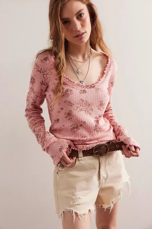Free People Free People The Free Clover Printed Thermal - PINK COMBO sold by Sun Diego Boardshops