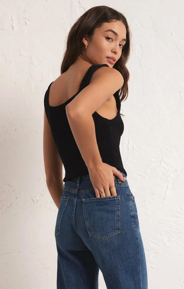 Z-SUPPLY ANDEZ CRINKLE STRETCH KNIT TANK - BLACK sold by Sun Diego Boardshops product image thumbnail 2