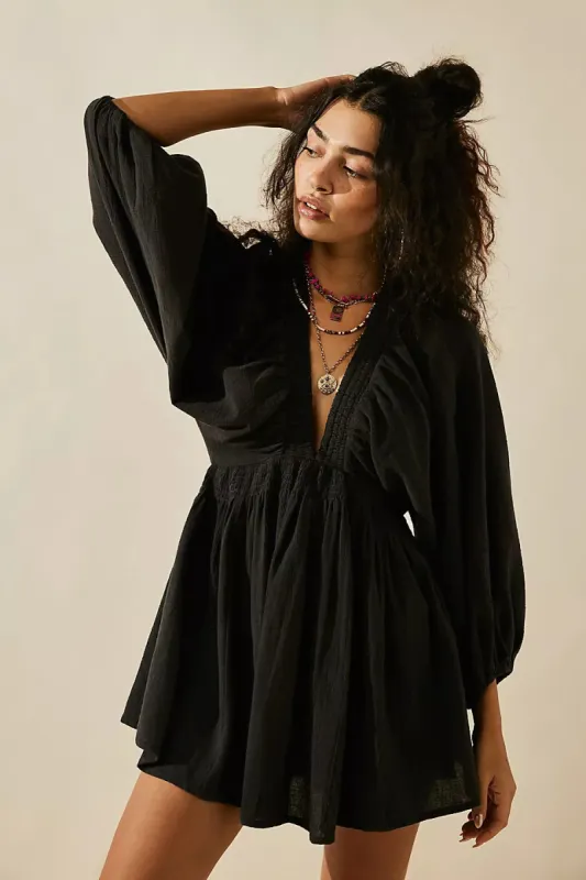 Free People For The Moment Mini Dress - Black sold by Sun Diego Boardshops