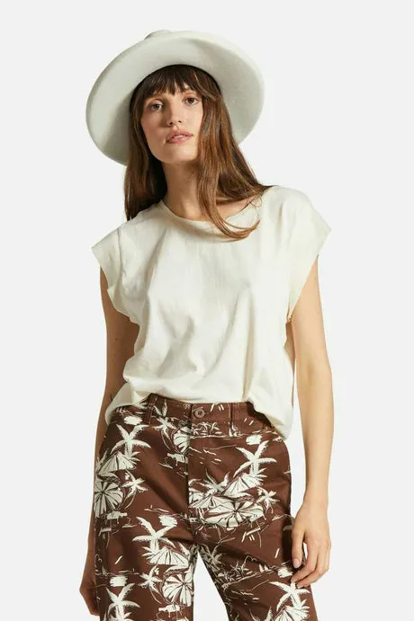 Brixton CAREFREE ORGANIC GARMENT DYED BOXY T-SHIRT - WHITE SMOKE sold by Sun Diego Boardshops