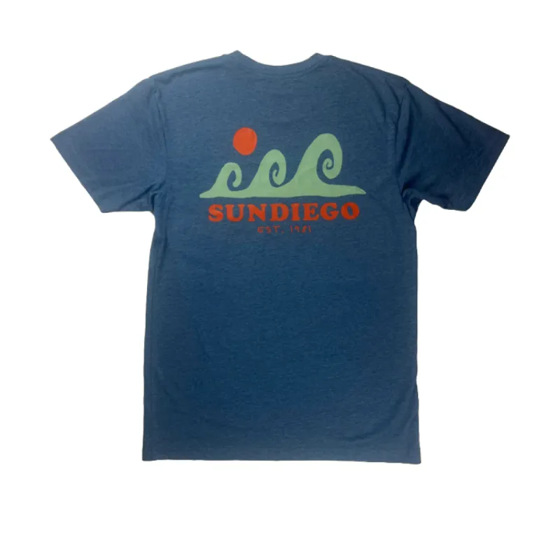 SunDiego TRES WAVES T-Shirt - Slate Heather sold by Sun Diego Boardshops