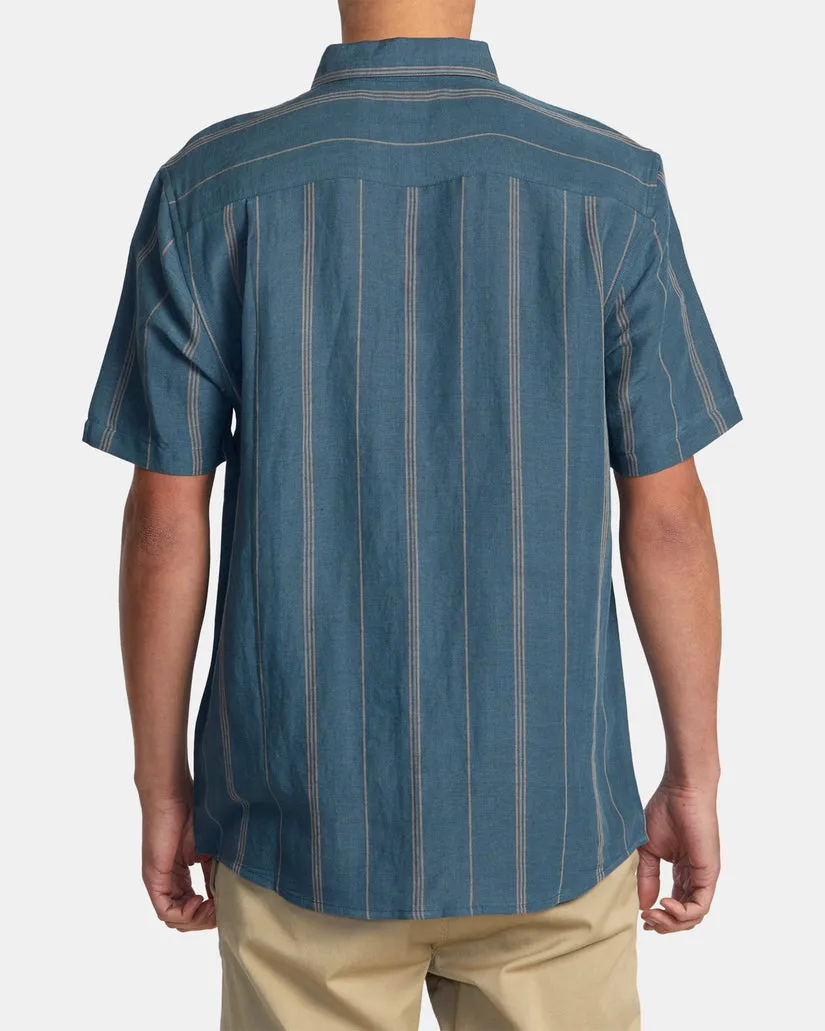 RVCA MERCY STRIPE SHORT SLEEVE WOVEN SHIRT - DUCK BLUE sold by Sun Diego Boardshops product image thumbnail 2