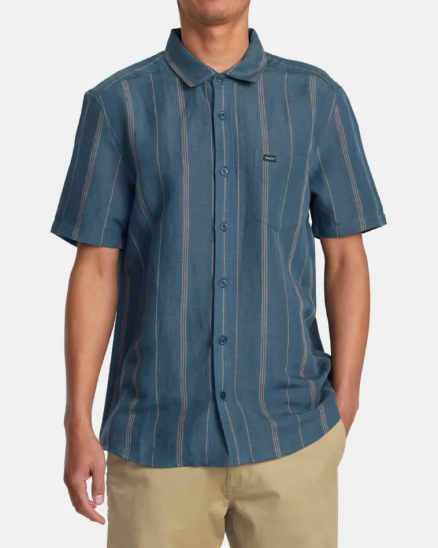 RVCA MERCY STRIPE SHORT SLEEVE WOVEN SHIRT - DUCK BLUE sold by Sun Diego Boardshops