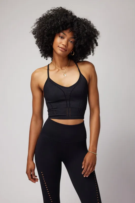 Spiritual Gangster Thea Seamless Crop Tank - Black sold by Sun Diego Boardshops