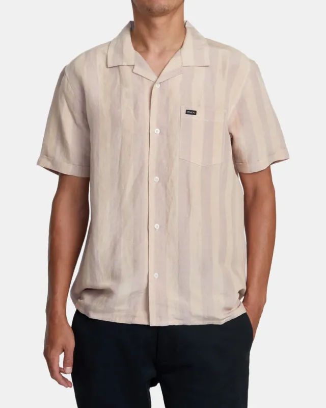 RVCA LOVE STRIPE SHORT SLEEVE WOVEN SHIRT - PALE MAUVE sold by Sun Diego Boardshops