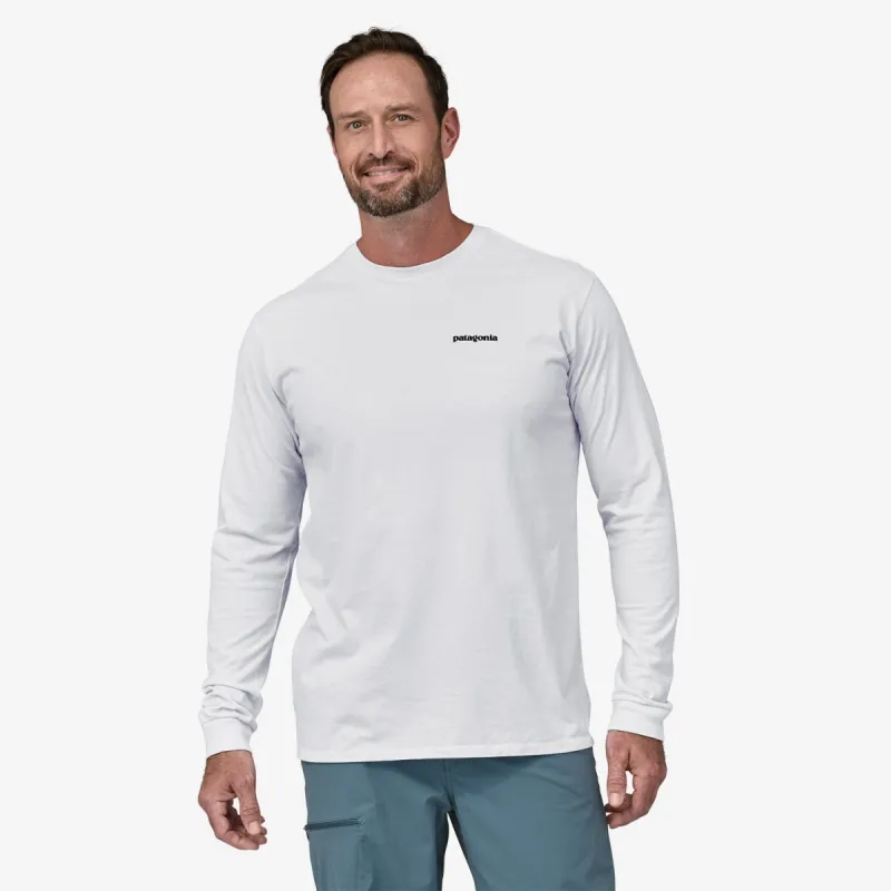 Patagonia Men's Long-Sleeved P-6 Logo Responsibili-Tee - White sold by Sun Diego Boardshops
