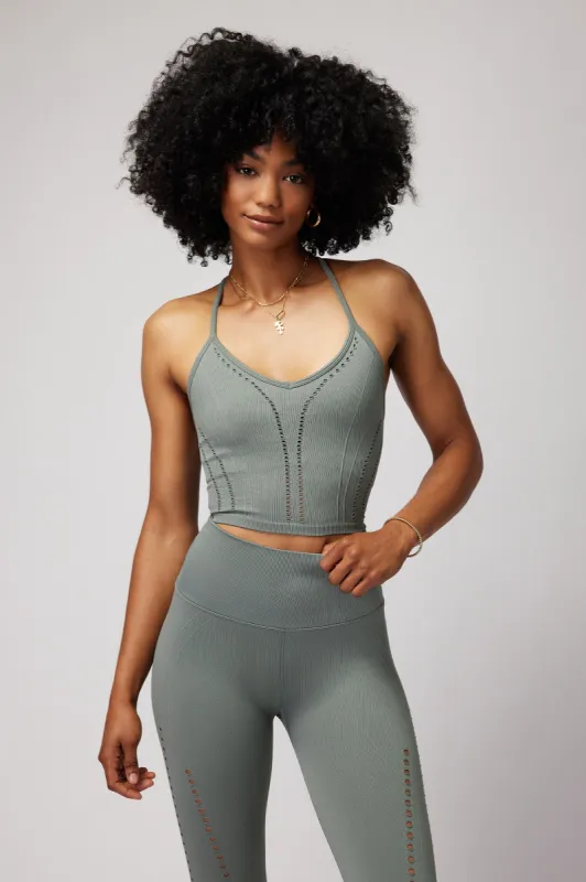 Spiritual Gangster Thea Seamless Crop Tank - Agave sold by Sun Diego Boardshops