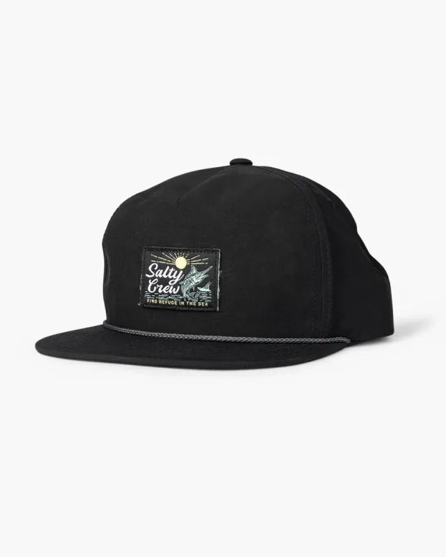 SALTY CREW JACKPOT 5 PANEL HAT - black sold by Sun Diego Boardshops