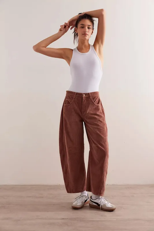 Free People We The Free Good Luck Mid-Rise Cord Barrel Jeans - EMPERADOR made by Free People
