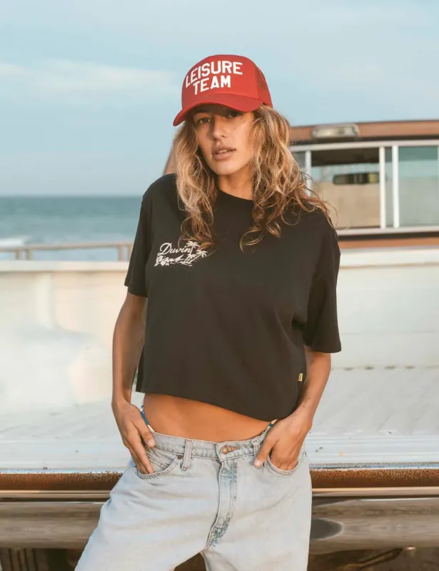Duvin Women CAT CALL CROP TEE - BLACK sold by Sun Diego Boardshops