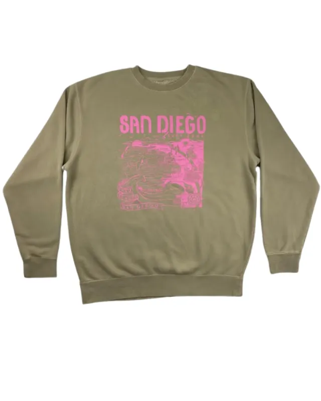 Sun Diego Women's Map Sweatshirt - Cement Pink sold by Sun Diego Boardshops