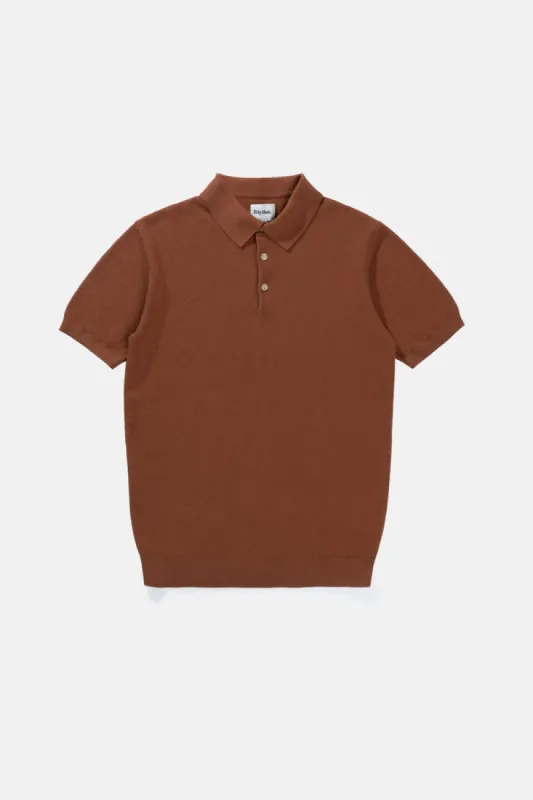 Rhythm Textured Knit Ss Polo - Clay sold by Sun Diego Boardshops