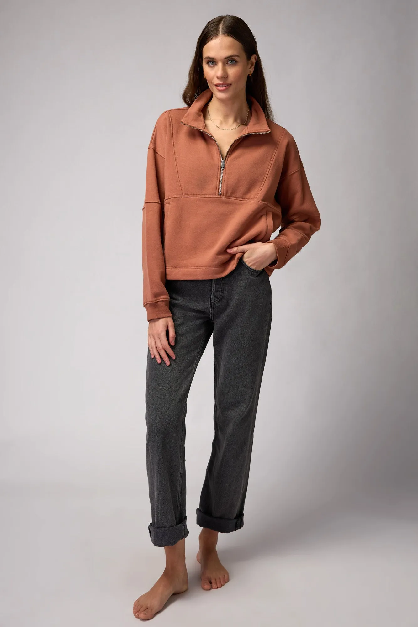 Spiritual Gangster Shay Half Zip Sweatshirt - Deep Rust sold by Sun Diego Boardshops product image thumbnail 3