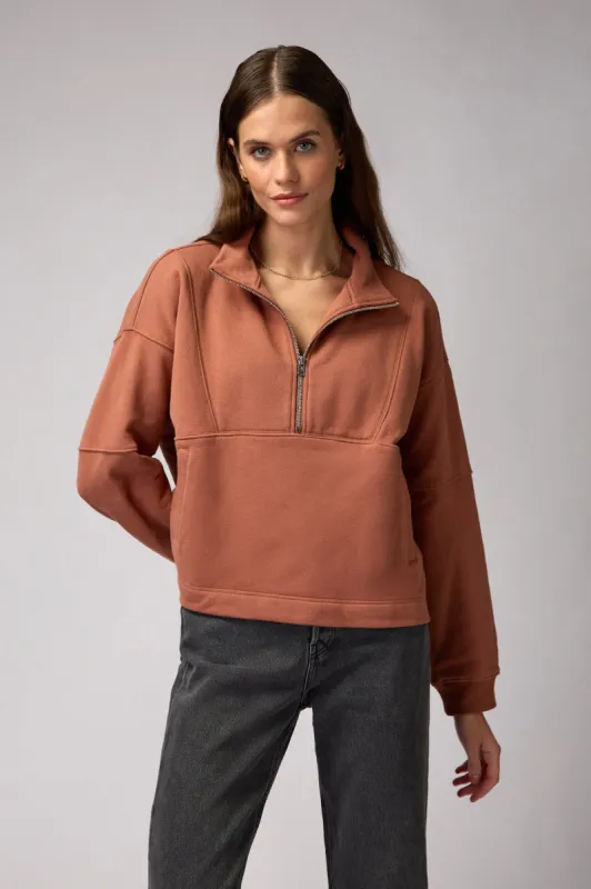 Spiritual Gangster Shay Half Zip Sweatshirt - Deep Rust sold by Sun Diego Boardshops