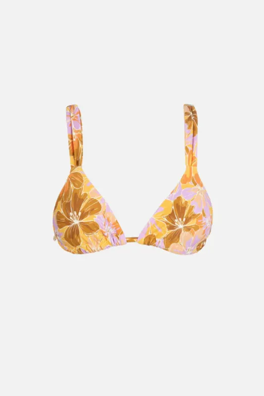 Rhythm Mahana Floral Soft Strap Slide Tri Top  - YELLOW sold by Sun Diego Boardshops