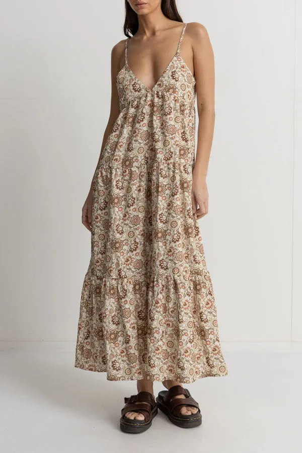 Rhythm Raya Paisley Tiered Midi Dress - NATURAL sold by Sun Diego Boardshops