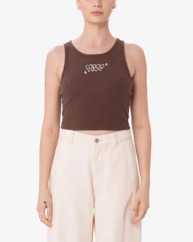 Obey HEARTS RIB MEGAN TANK - DARK BROWN sold by Sun Diego Boardshops