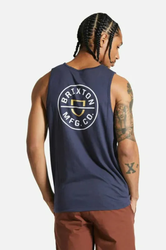 Brixton CREST TANK TOP - WASHED NAVY/OFF WHITE sold by Sun Diego Boardshops