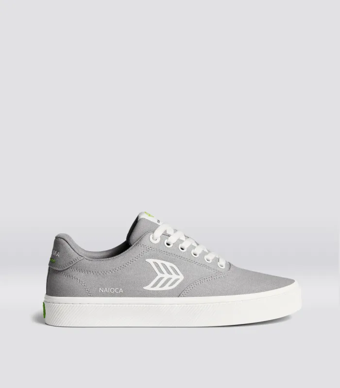 NAIOCA Canvas Light Grey Canvas Off-White Logo Sneaker Women sold by Sun Diego Boardshops