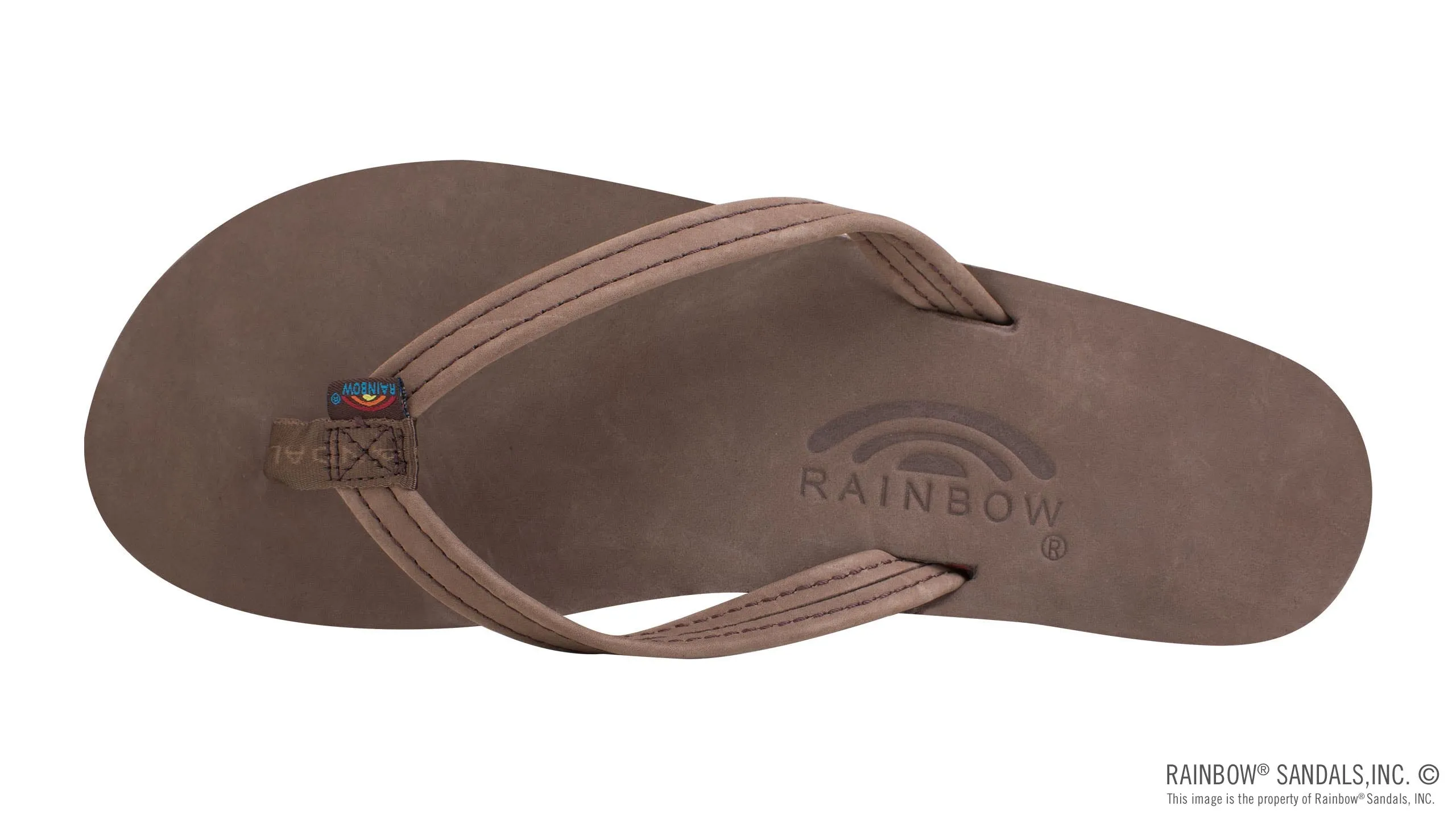 Rainbow Single Layer Premier Leather with Arch Support and a 1/2" Narrow Strap Sandals - Expresso sold by Sun Diego Boardshops product image thumbnail 3