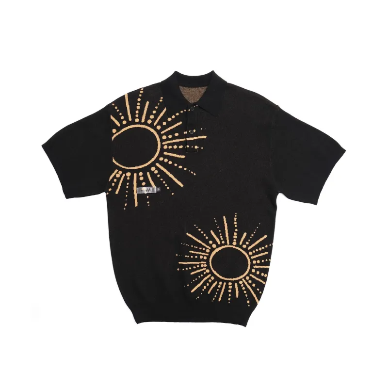 Students Golf Osman S/S Knit Sweater Polo - BLACK sold by Sun Diego Boardshops