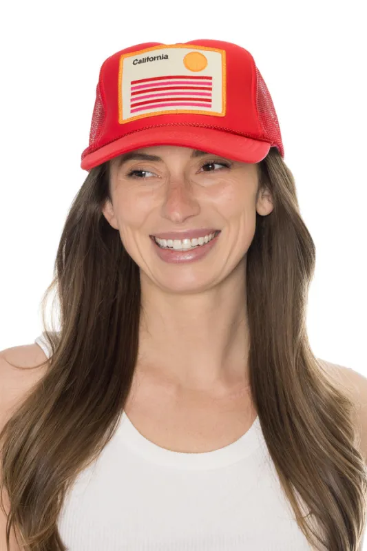 That Friday Feeling California Stripes Trucker Hat in Red - RED sold by Sun Diego Boardshops