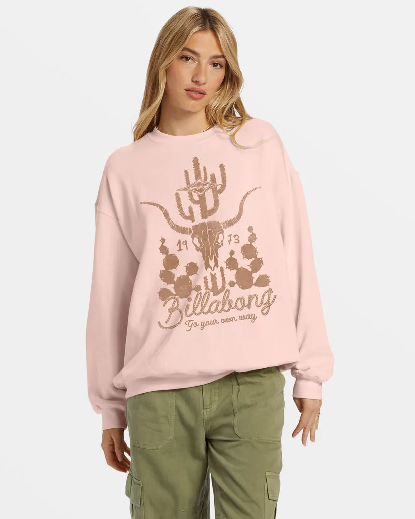 Billabong Ride In Oversized Crewneck Sweatshirt - FEELIN PEACHY sold by Sun Diego Boardshops