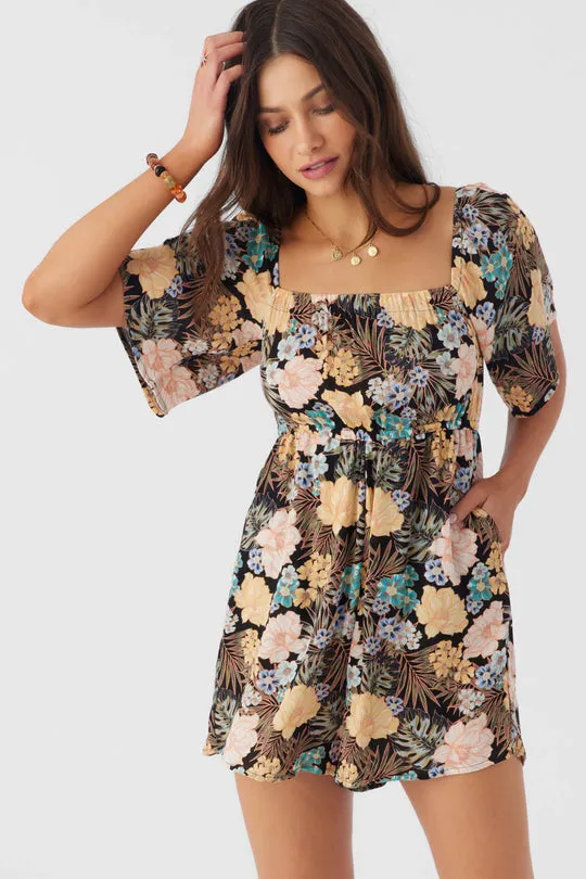 O`Neill JASLYNN MACAW TROPICAL ROMPER - BLACK sold by Sun Diego Boardshops