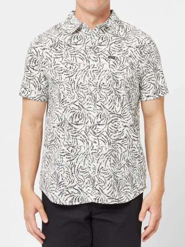 Brixton CHARTER PRINT S/S WOVEN - OFF WHITE/BLACK RIPPLE sold by Sun Diego Boardshops