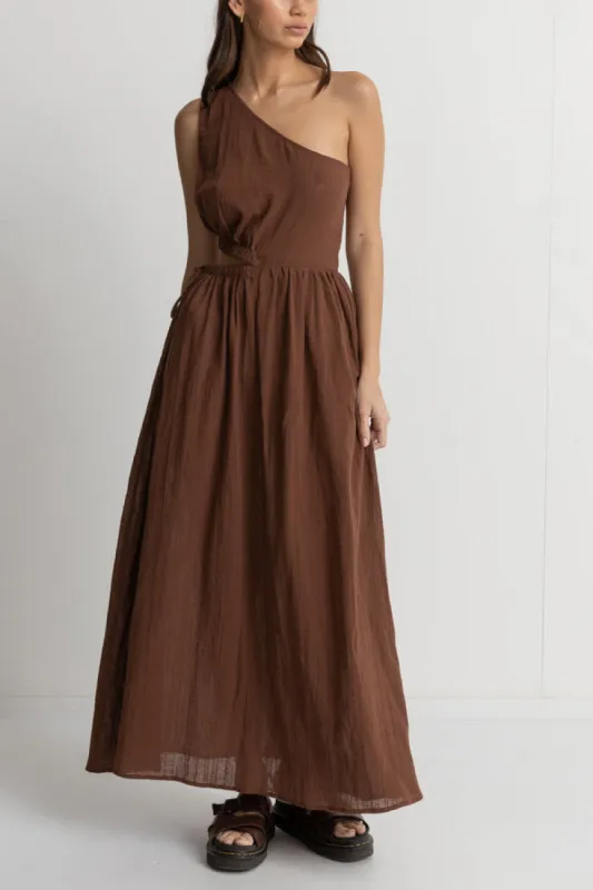 Rhythm Tyler One Shoulder Maxi Dress - CHOCOLATE sold by Sun Diego Boardshops